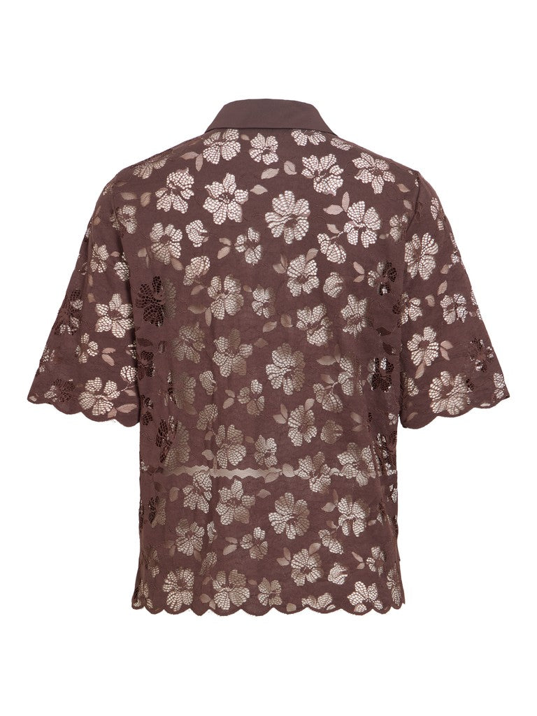 Viharriet gennemsigtig t-shirt - Raisin